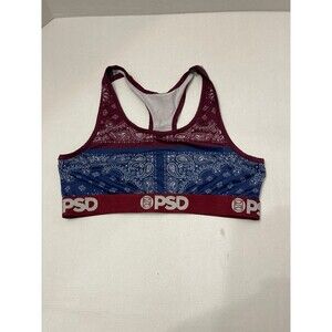 PSD Sports Bra Size XL Deep Red/ Blue